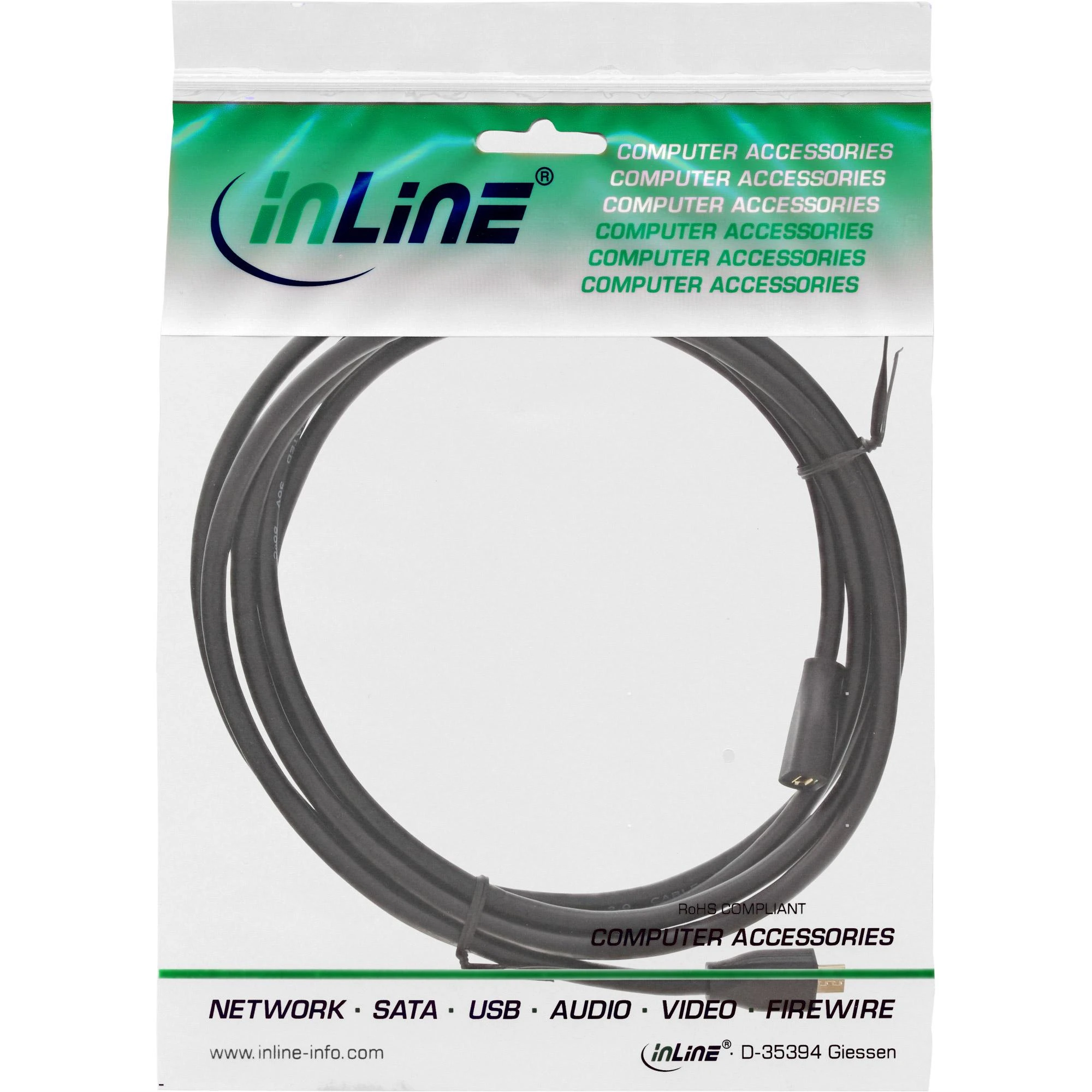 Kabelis USB InLine microUSB – microUSB 3 m Juodas (32730P)