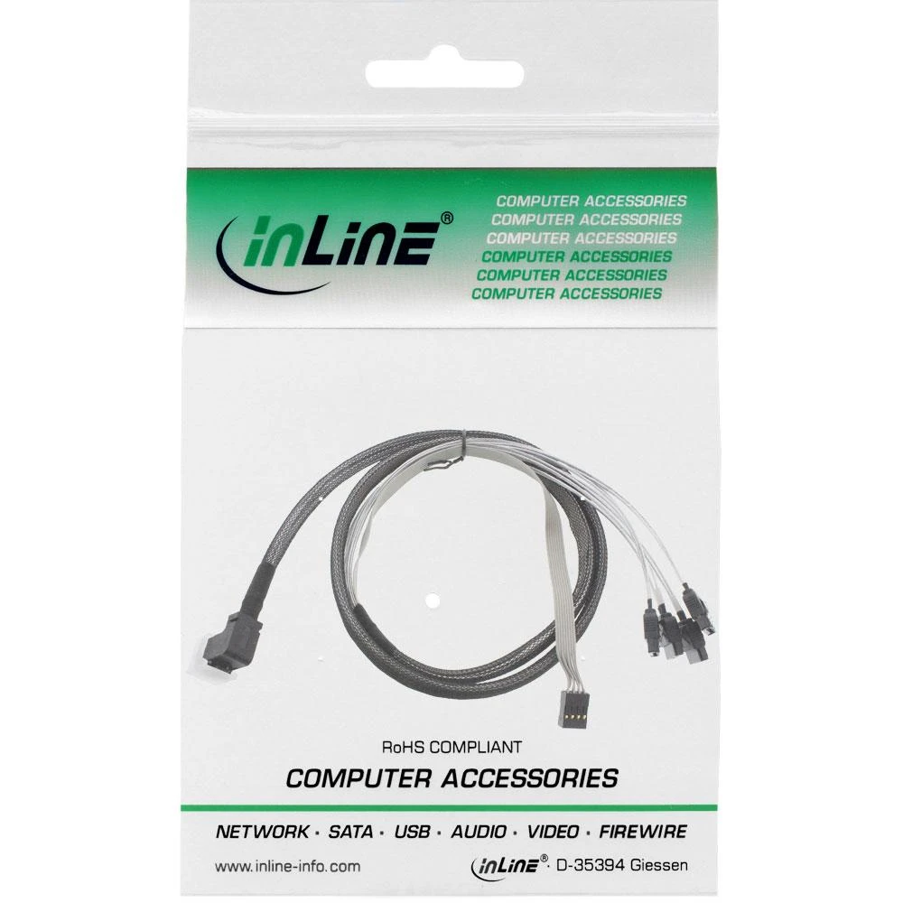 InLine SFF 8643 - SATA x4, 0.5m, Pilka (27631A)