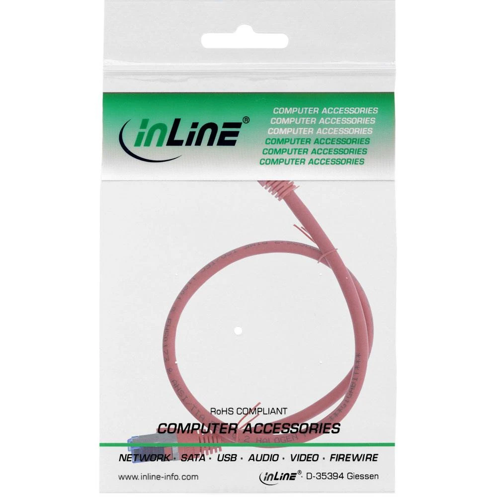 InLine Patch kabelis Cat.6A, S/FTP (PiMf), 500MHz, raudonos spalvos – 0,5m