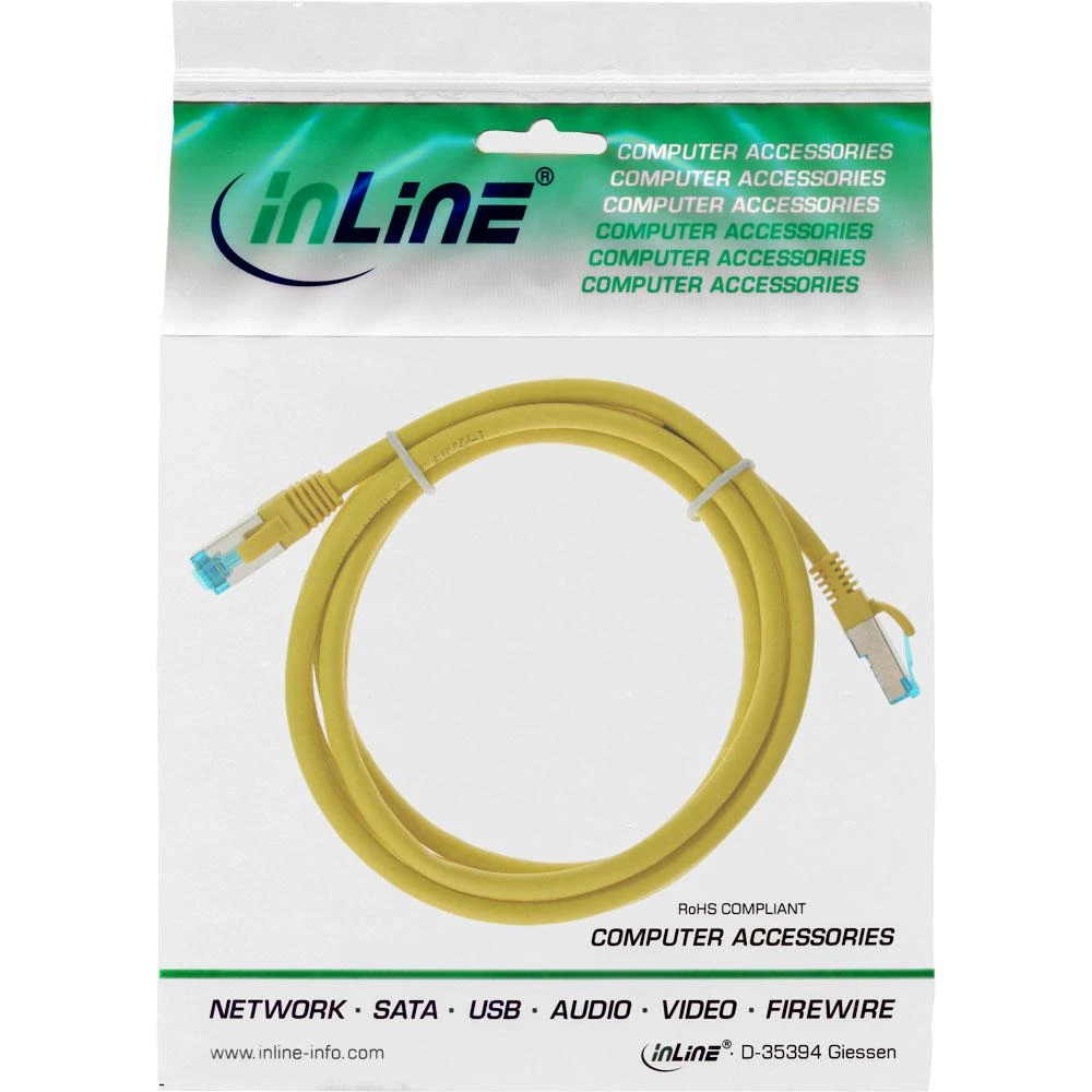InLine patch kabelis Cat.6A, S/FTP (PiMf), 500MHz, geltonas - 0,5m