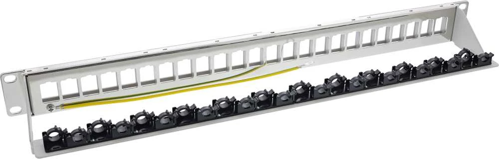„InLine®“ 24 jungčių komutacinė panelė, „Keystone“ tuščia panelė, 19 colių, 1U, šviesiai pilka RAL7035