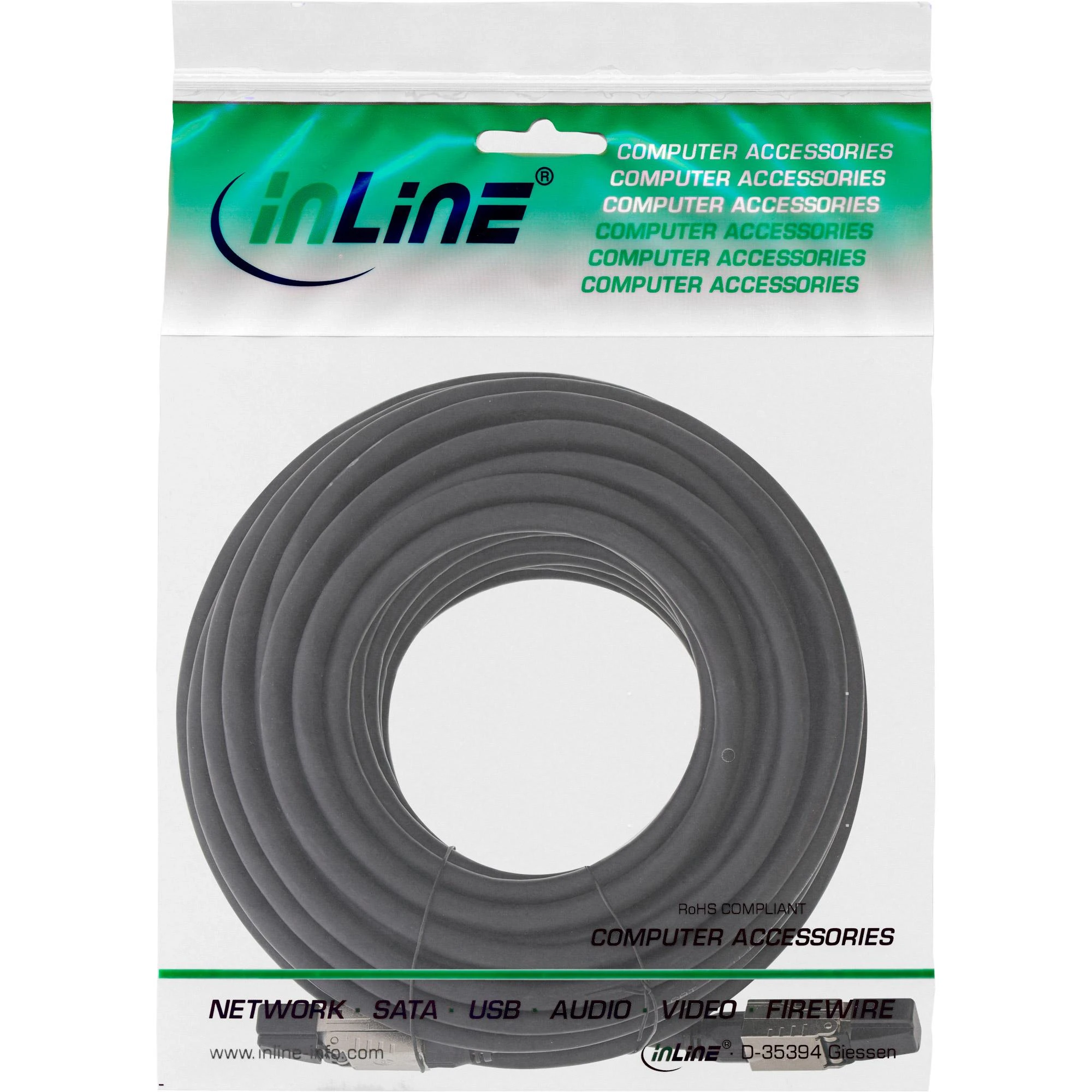 InLine® Patch kabelis, U/UTP, Cat.6A, be halogenų, AWG23 varinis, juodas, 40m
