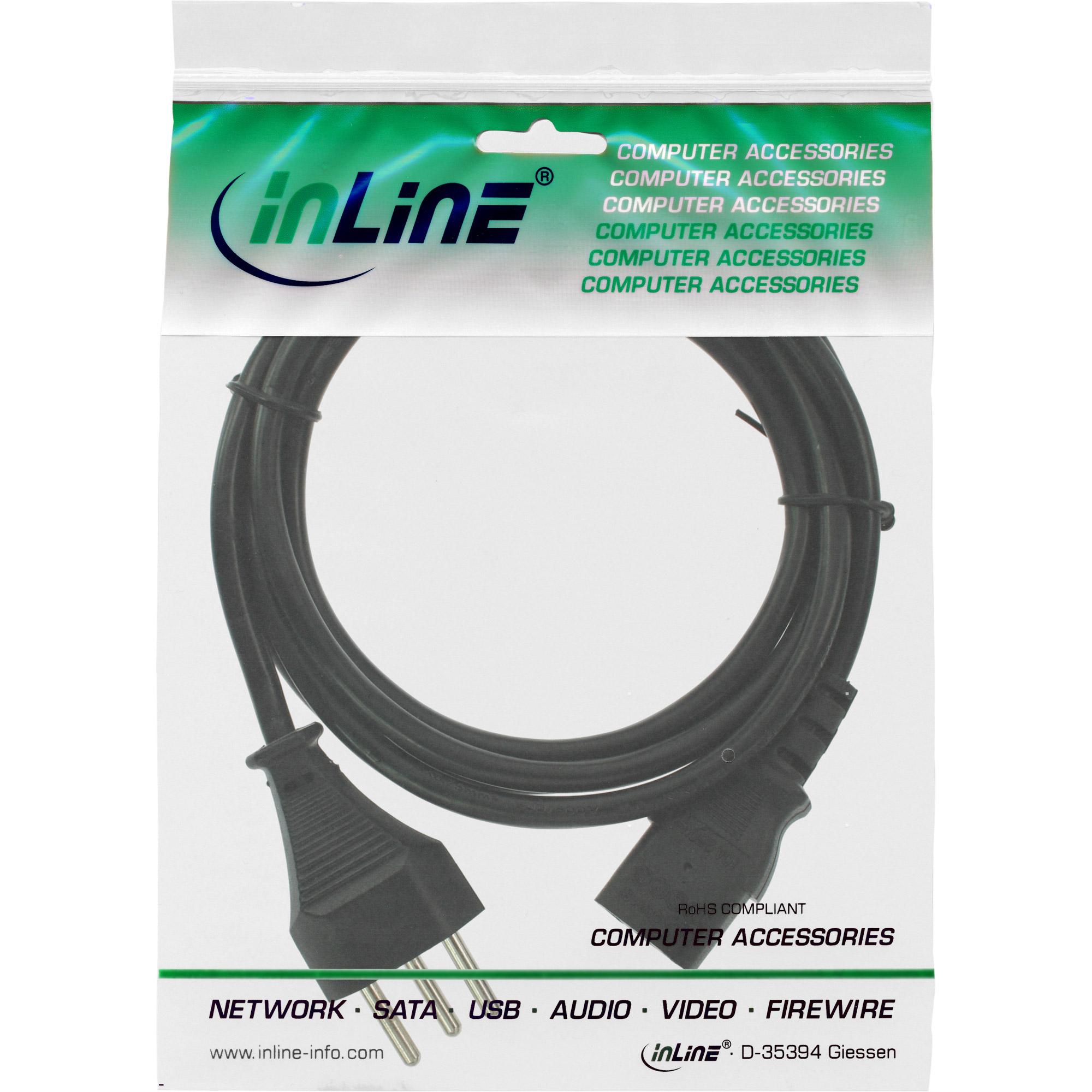 Maitinimo kabelis InLine 3pin-IEC C13 1.8m juoda (16652C)