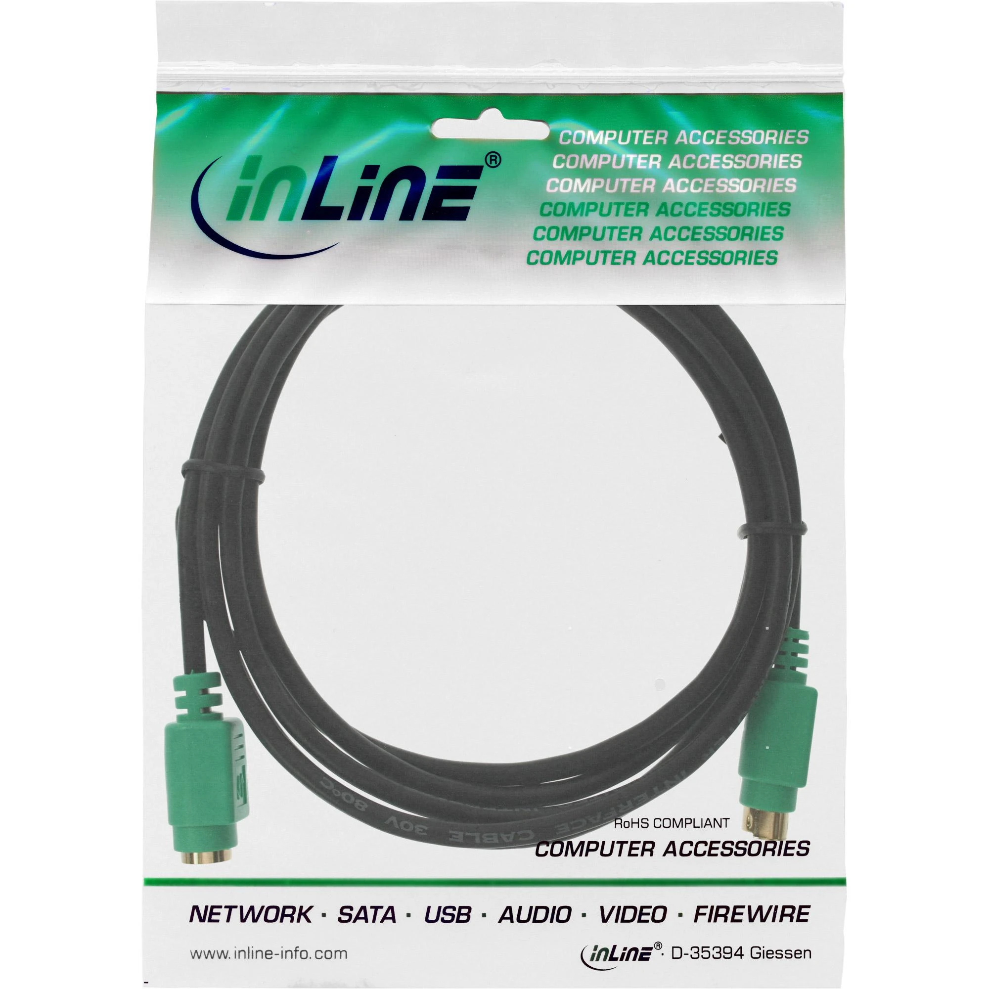 InLine PS / 2 - PS / 2, 2m, Juodas (13342H)