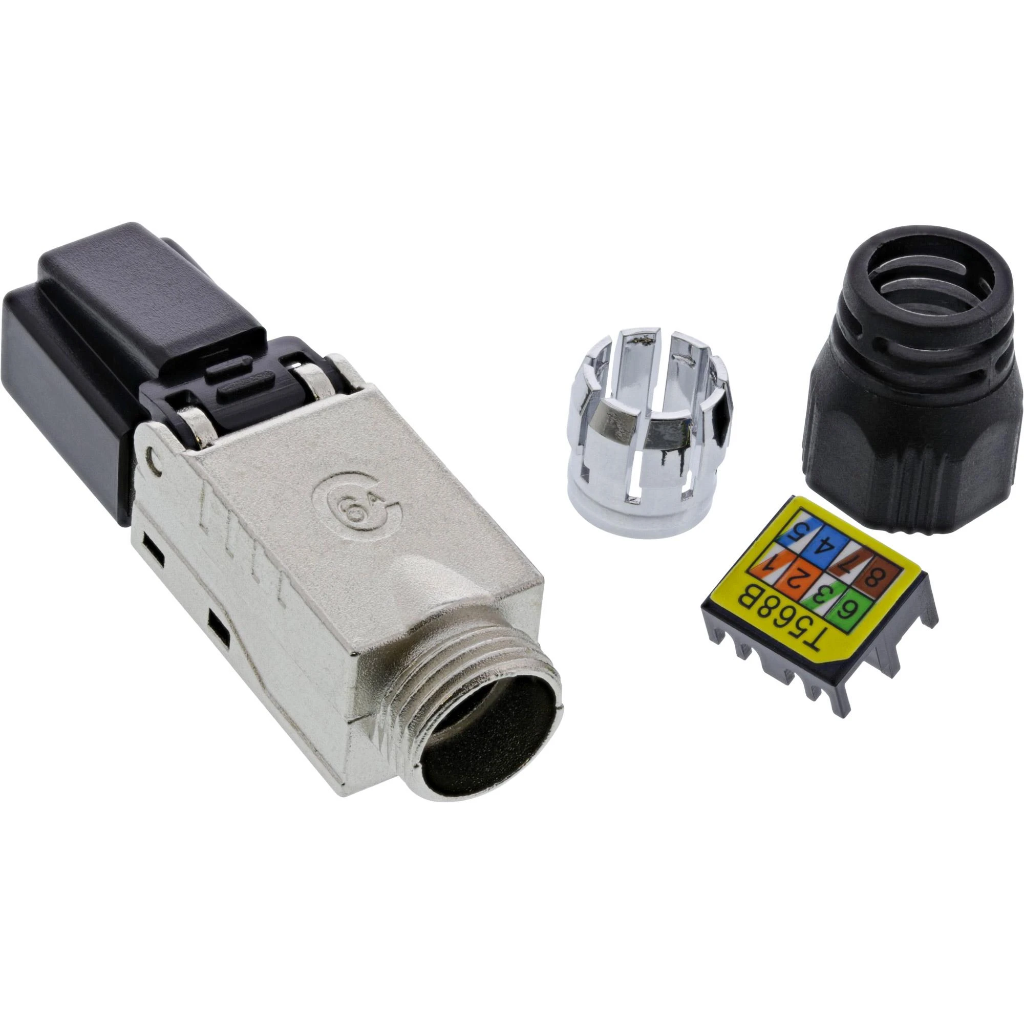 InLine® RJ45 kištukas Cat.6A 500MHz, montuojamas vietoje, ekranuotas, su užsukamu dangteliu