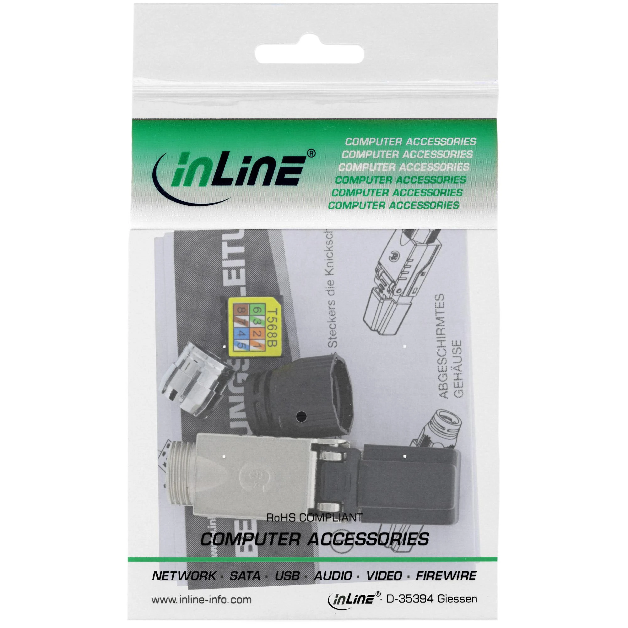 InLine® RJ45 kištukas Cat.6A 500MHz, montuojamas vietoje, ekranuotas, su užsukamu dangteliu