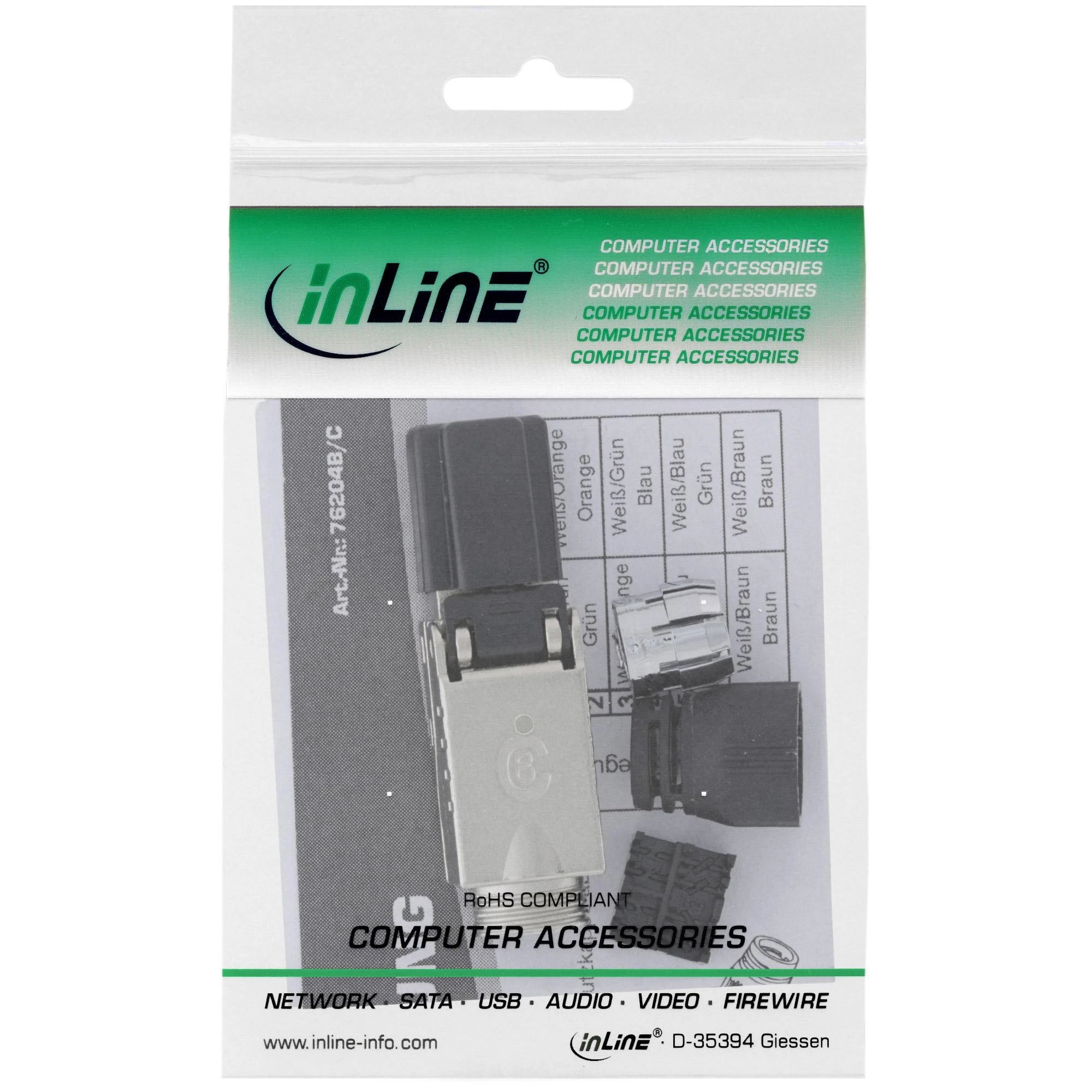 InLine ® RJ45 plug Cat.8.1 2000 MBM, lauko montuojamas, ekranuotas, su užsukamu dangteliu