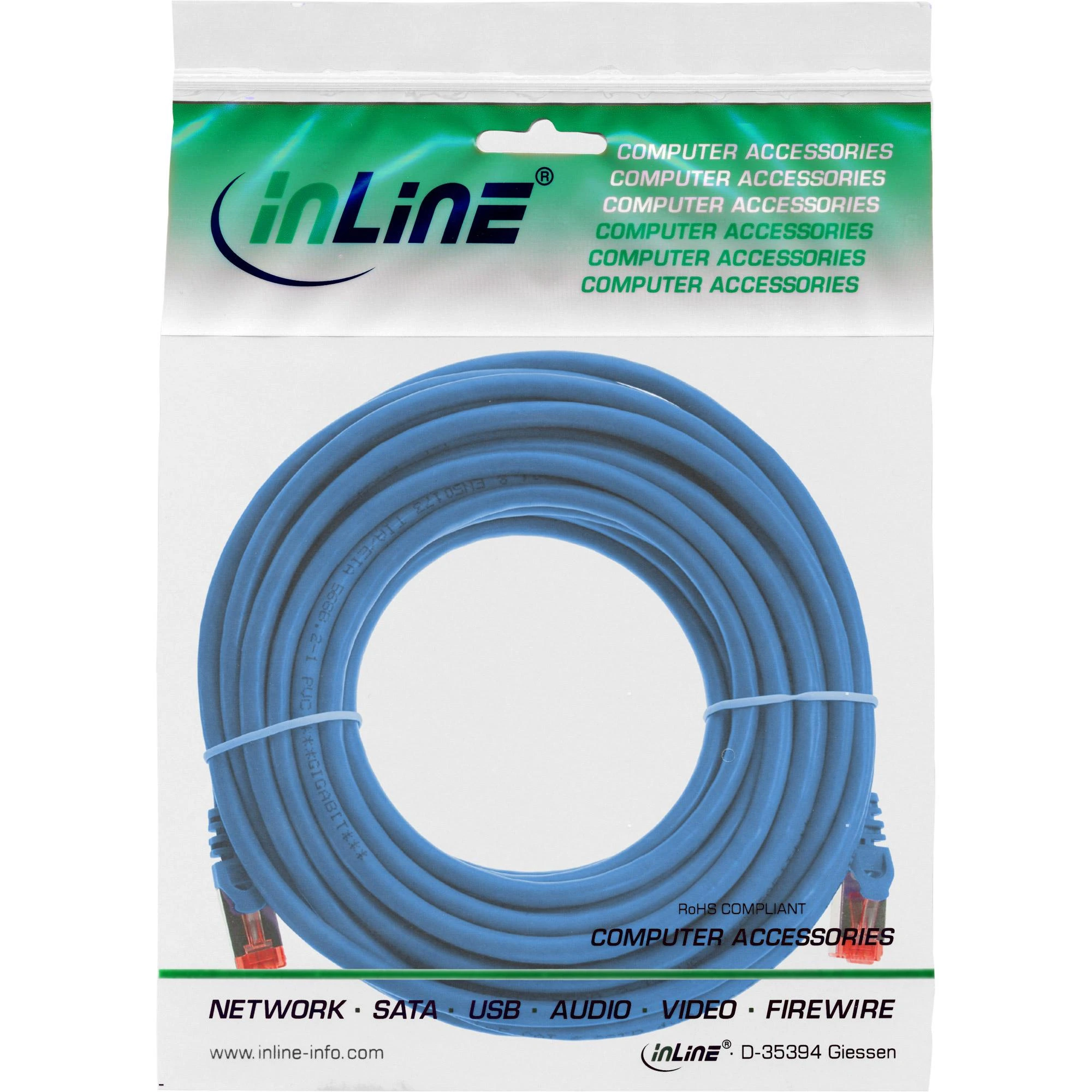 InLine Patchcord S/FTP, PiMF, Cat.6, 250MHz, PVC, CCA, mėlyna 7,5 m (76107B)