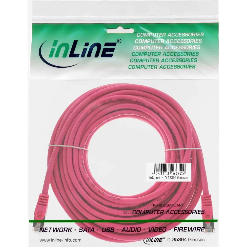 InLine Patchcord SF/UTP, Cat.5e, rožinė 20m (72520M)