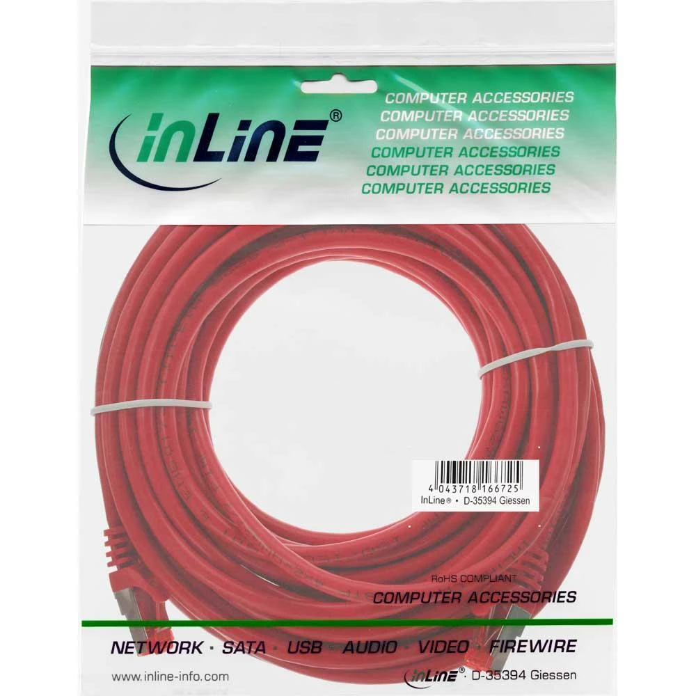 InLine Patchcord S/FTP, PiMF, Cat.6, PVC, raudona 15m (76415R)