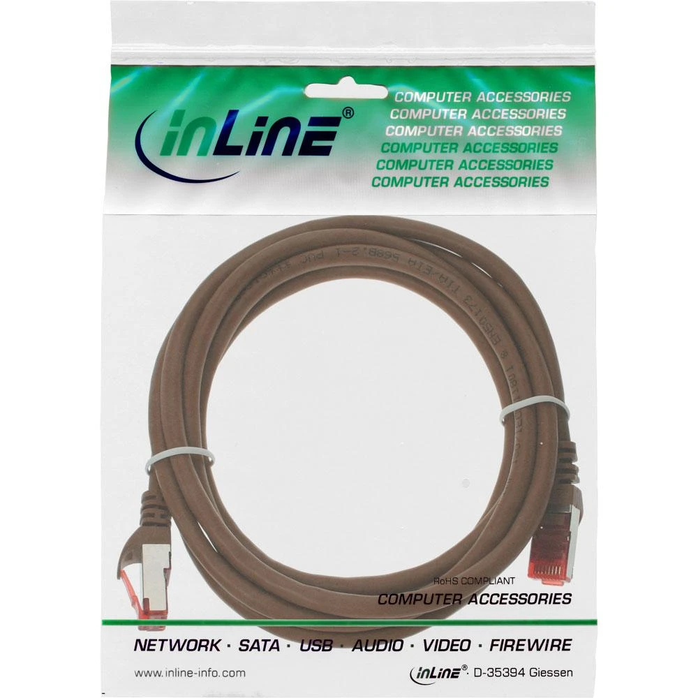 InLine Patchcord S/FTP, PiMF, Cat.6, 250MHz, PVC, ruda 25m (76425K)