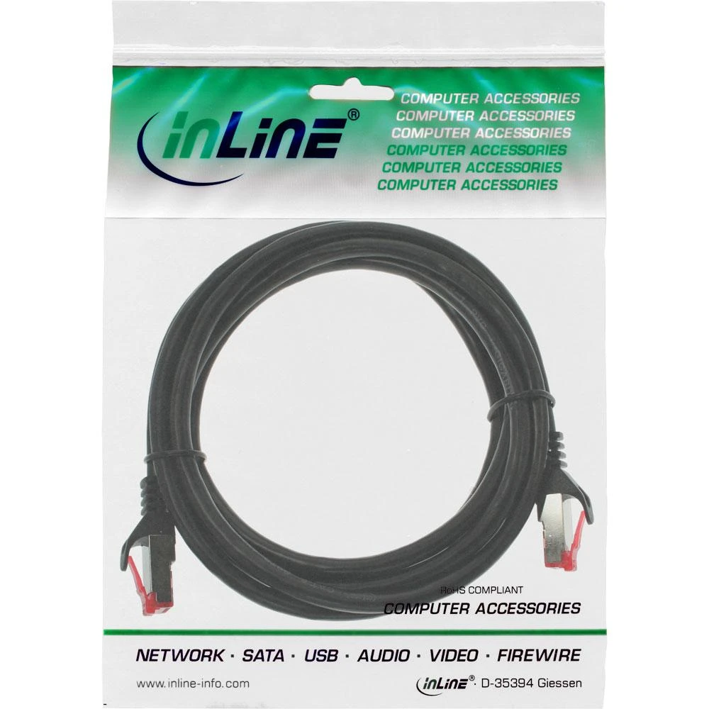 Intos InLine CAT6 S / FTP tinklo kabelis, 25 m, juodas
