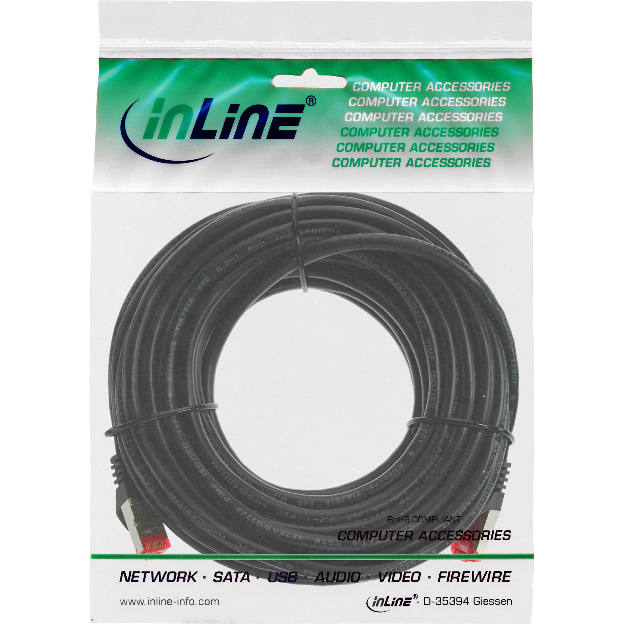 InLine Pechcord S / FTP, PiMF, Cat.6, 250MHz, PVC, juodas 30m (76430S)