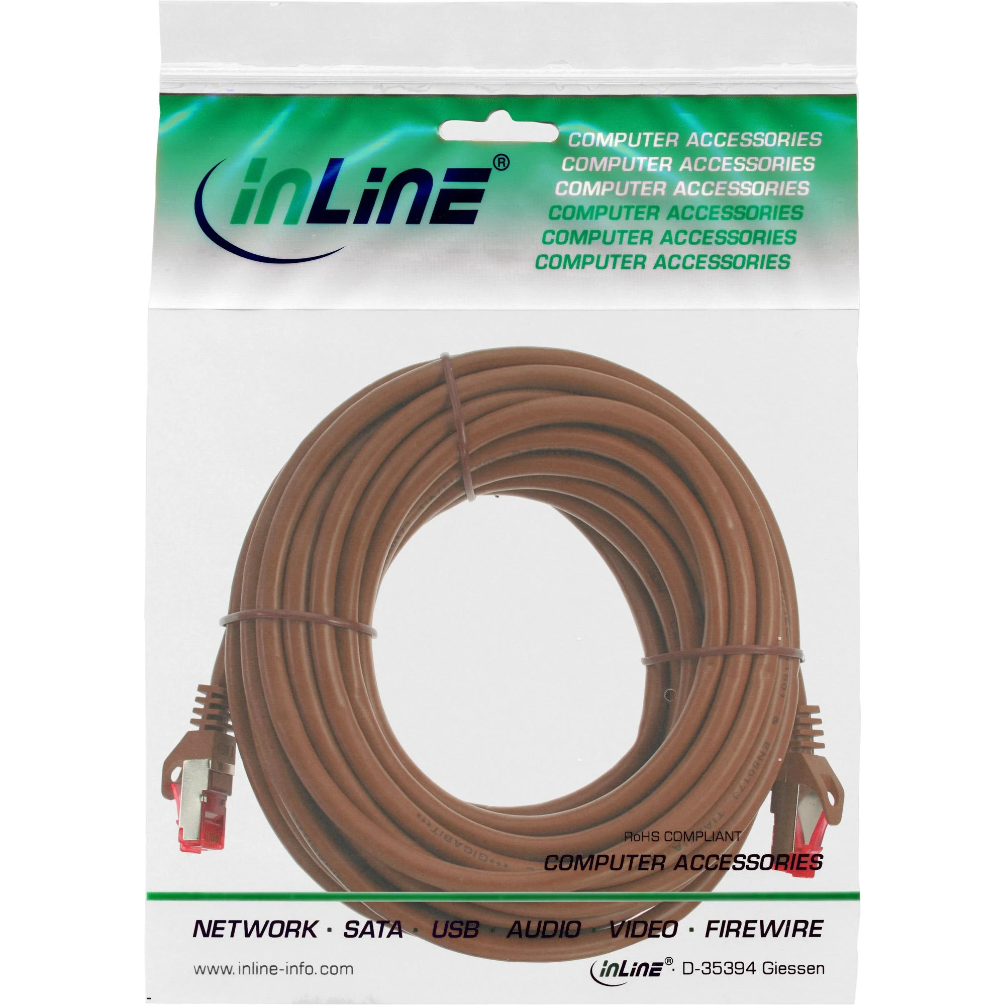 InLine Patchcord S/FTP, PiMF, Cat.6, 250MHz, PVC, ruda 7,5m (76407K)