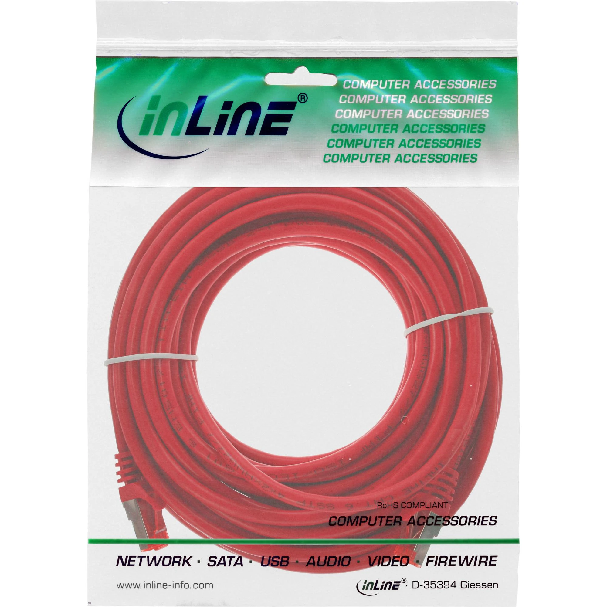 InLine Patchcord S/FTP, PiMF, Cat.6, PVC, raudona 7.5m (76407R)