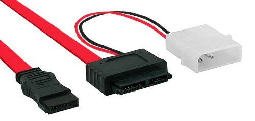 InLine SATA - SATA Slimline + Molex, 0.4m, Raudona (29608)