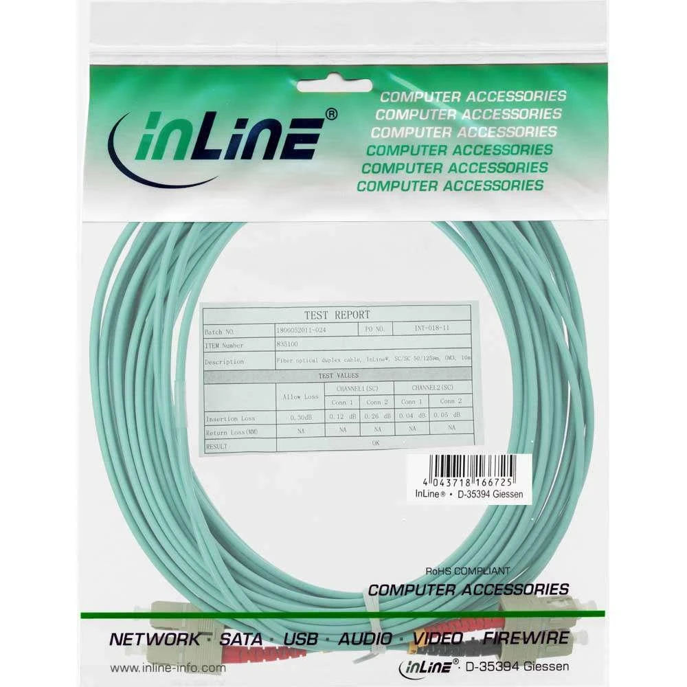 InLine SC/SC šviesolaidinis laidas, 50/125 µm, OM3 7,5 m (83575O)