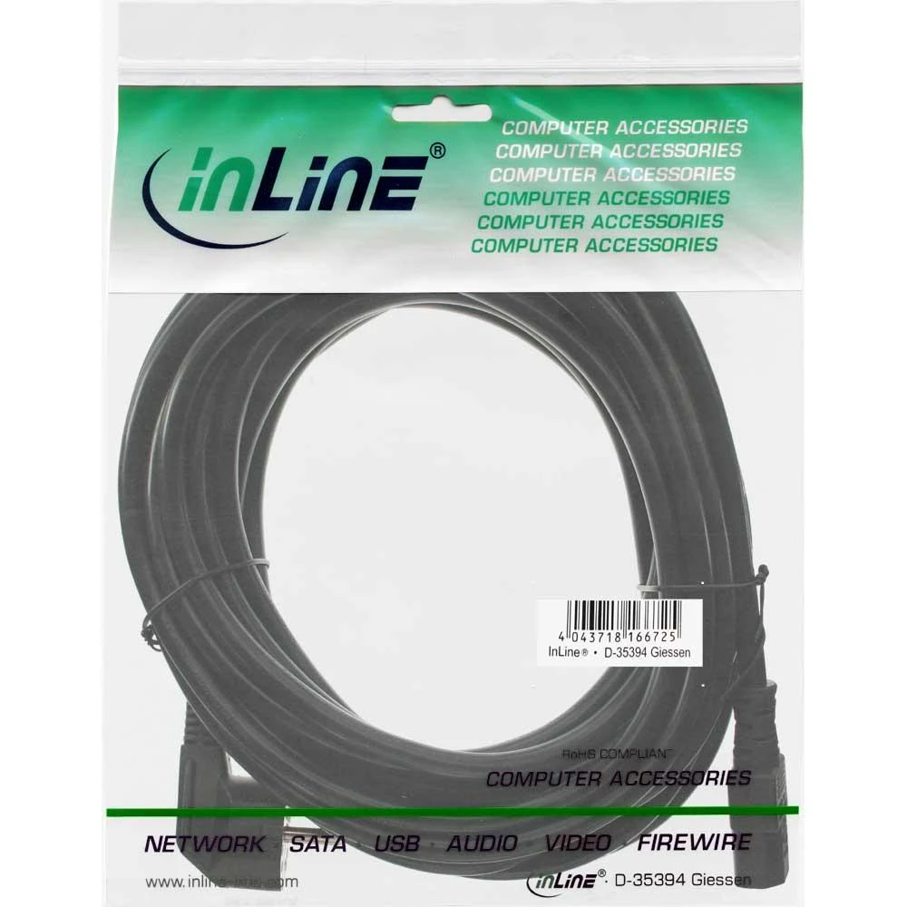 Maitinimo kabelis InLine Schuko - IEC 320 C13 10m juoda (16655M)
