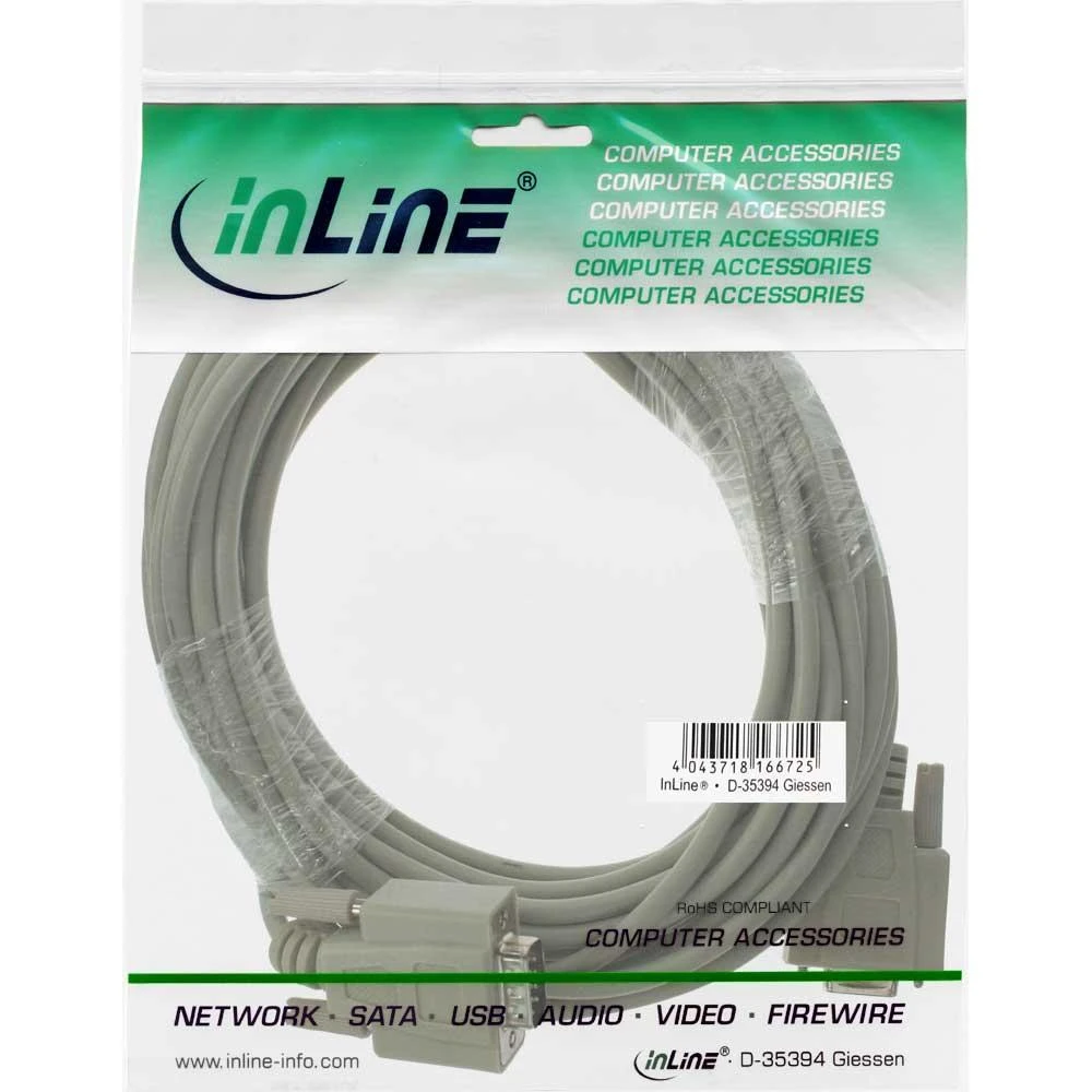 InLine DB-9 - DB-9, 15m, Pilka (12211)