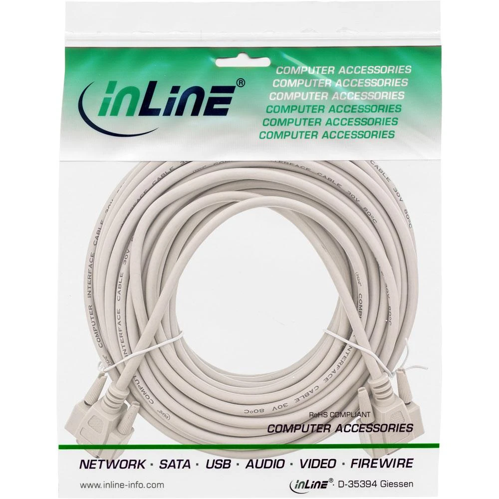 InLine DB-9 - DB-9, 20m, Pilka (12214)