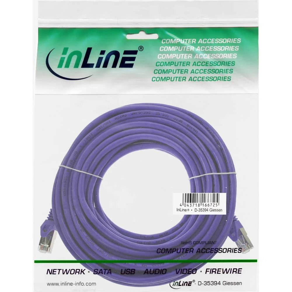 InLine Patchcord, Cat.5e, SF/UTP, 10m, Violetinis (72500P)