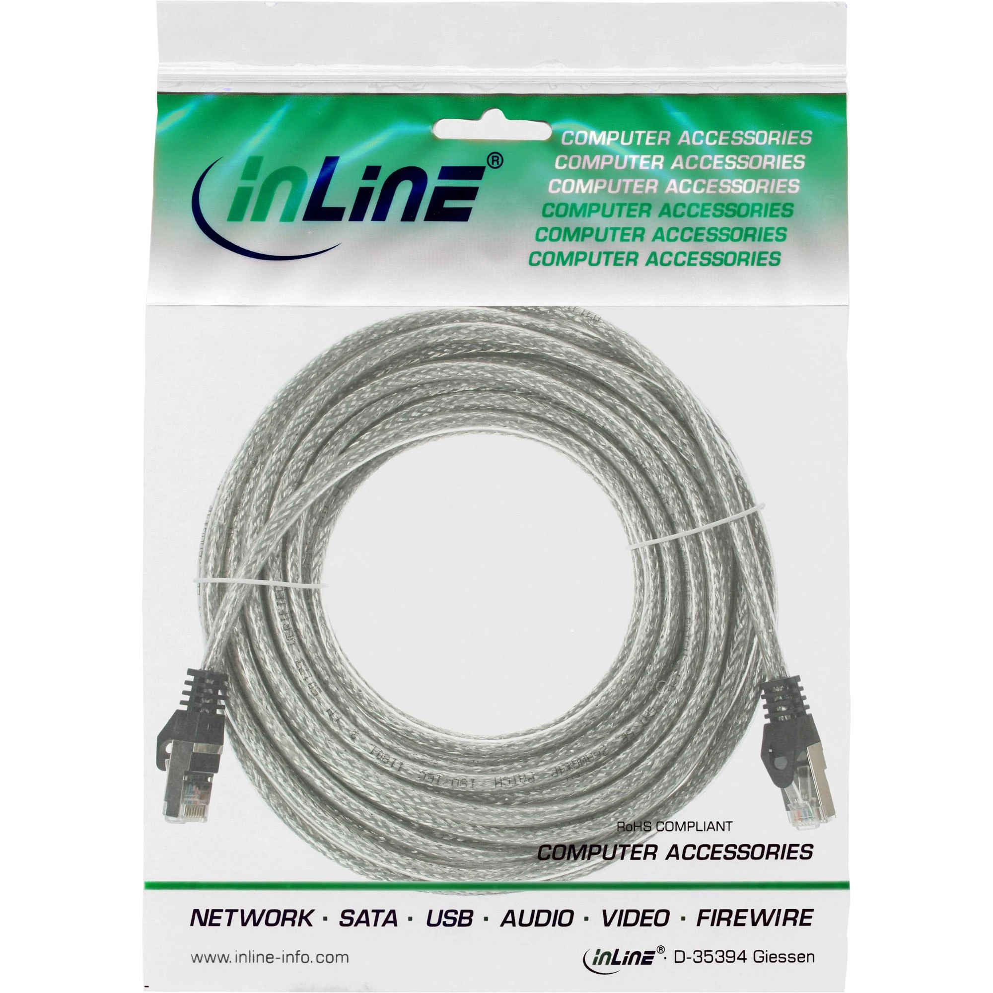InLine Patchcord SF/UTP, Cat.5e, skaidrus 15m (72515T)