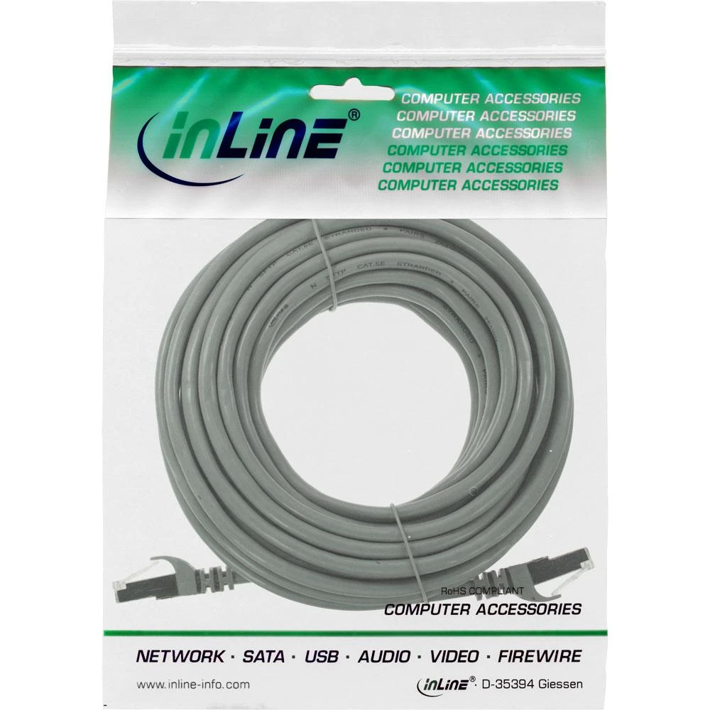 Intos InLine CAT5e F / UTP tinklo kabelis, 30 m, pilkas