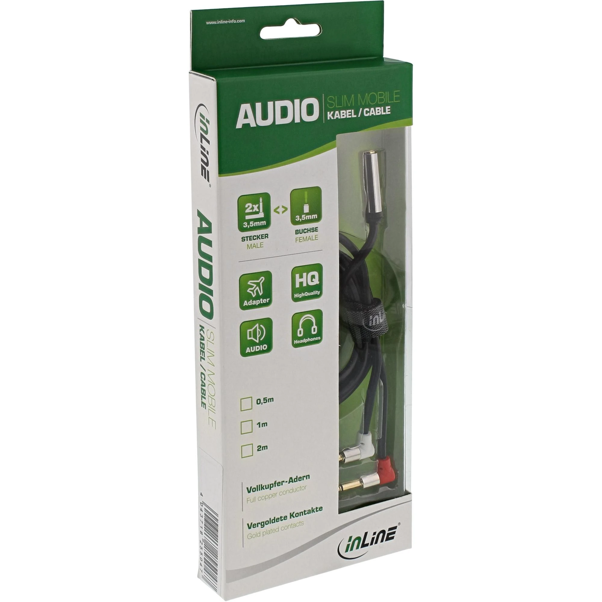 InLine 2x3.5mm į 3.5mm ausinių adapteris pakuotėje