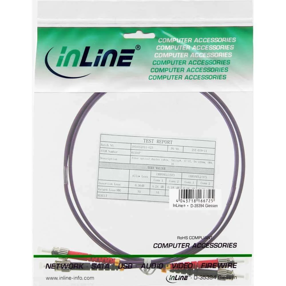 Inline Linijinis šviesolaidinis laidas ST/ST, 50/125 µm, OM4 7,5 m (81575P)