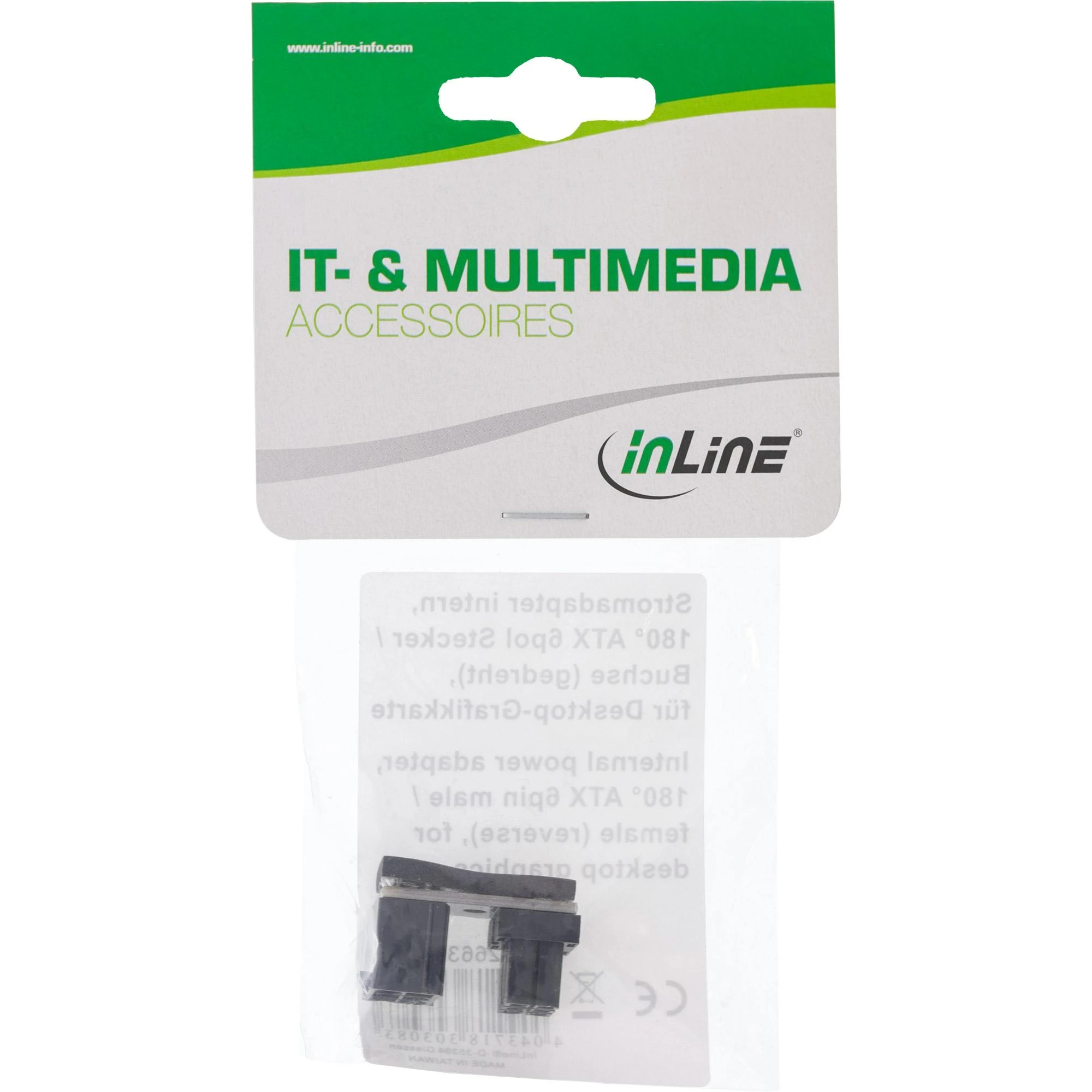 Inline Internal Grafikos plokštė Power Adapteris, ATX 6-pin Plug / Socket (rotated)