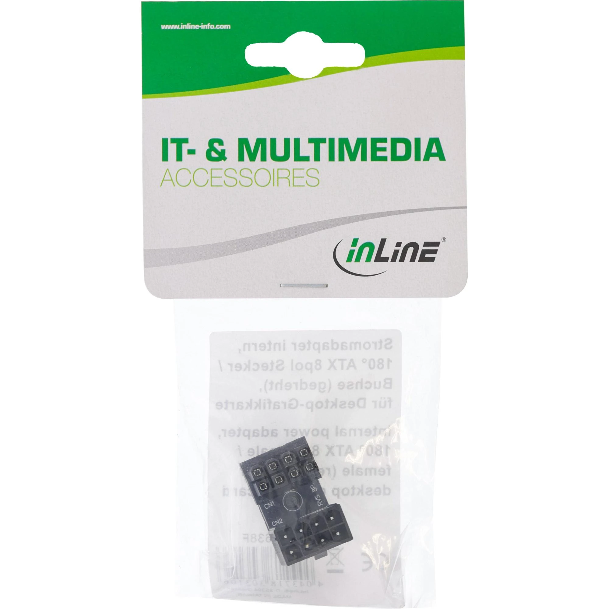 InLine Grafikos plokštė Power Adapteris Internal, ATX 8-pin Plug / Socket (rotated)