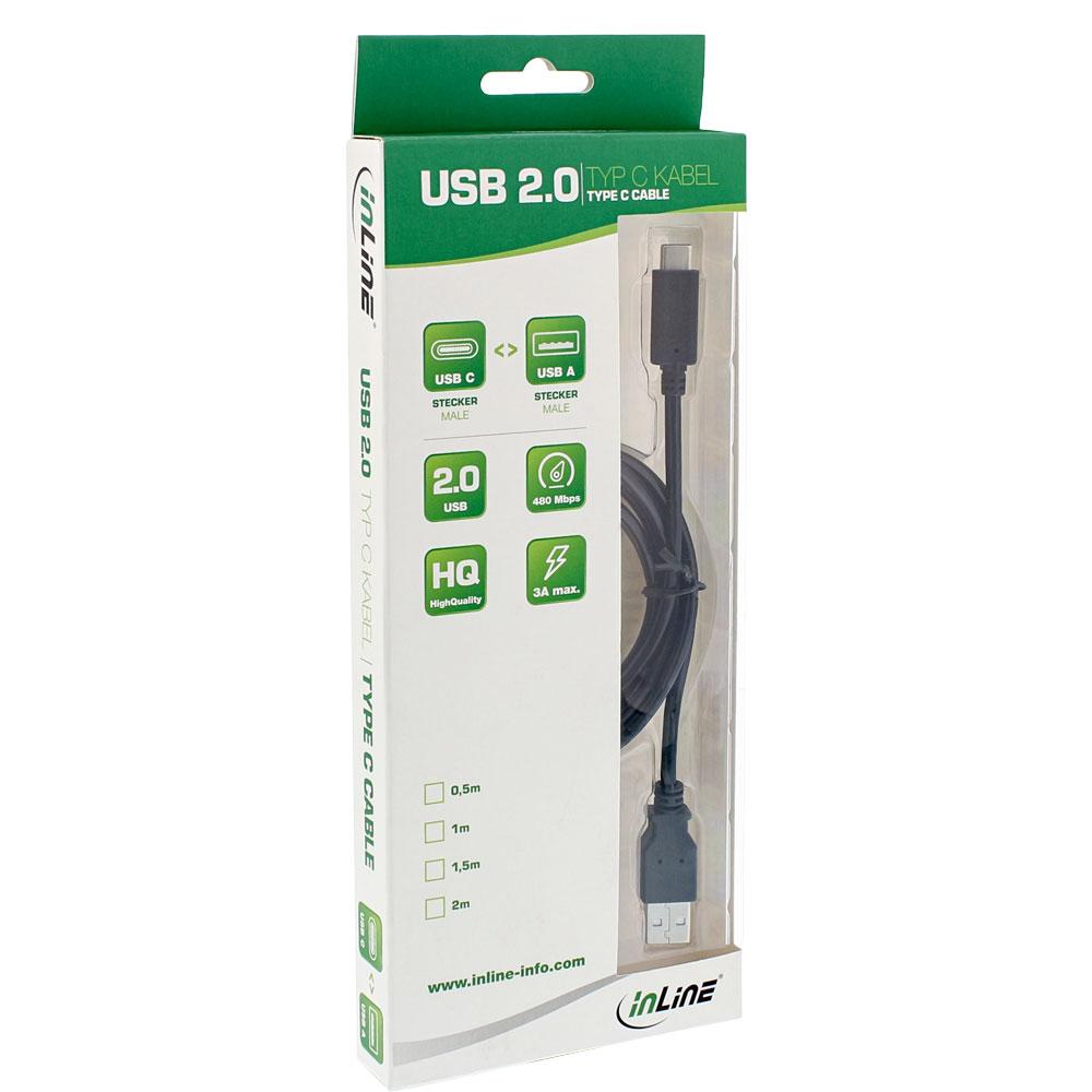 Kabelis USB InLine USB-A - USB-C 1 m Juodas (35731)