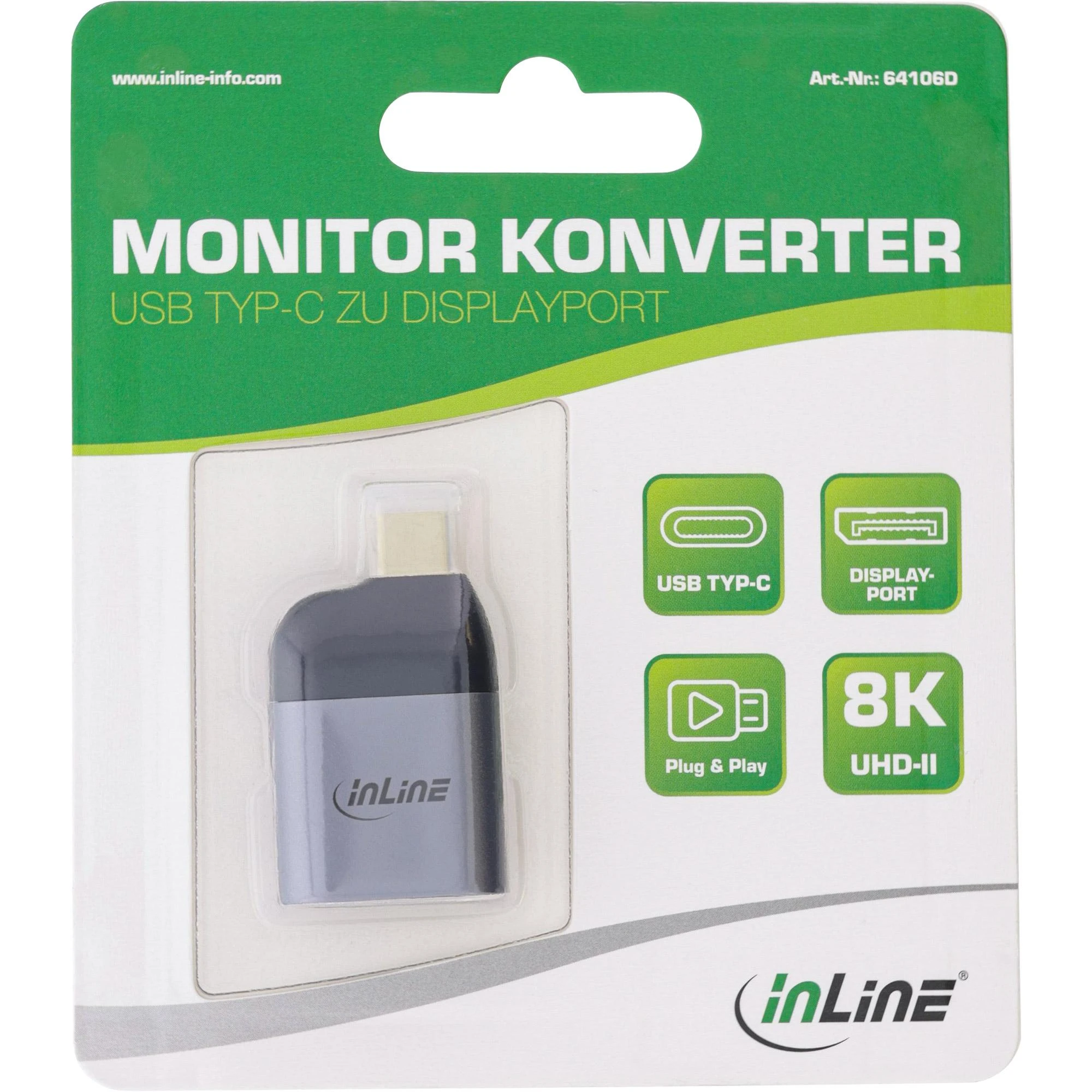 InLine USB-C į DisplayPort adapteris pakuotėje