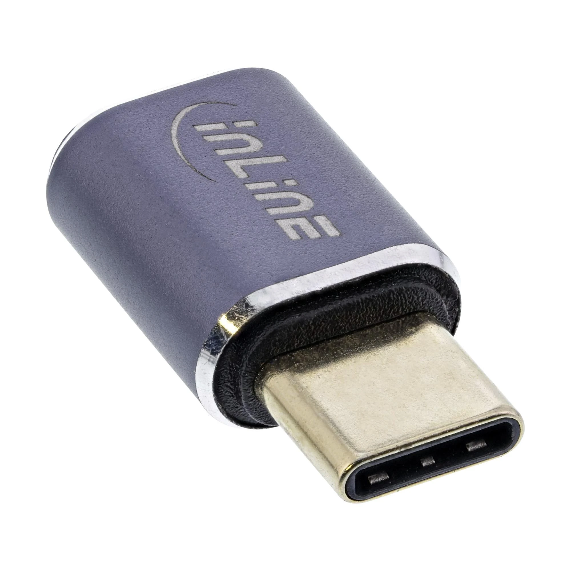 Pilkas InLine USB-C adapteris iš kampo