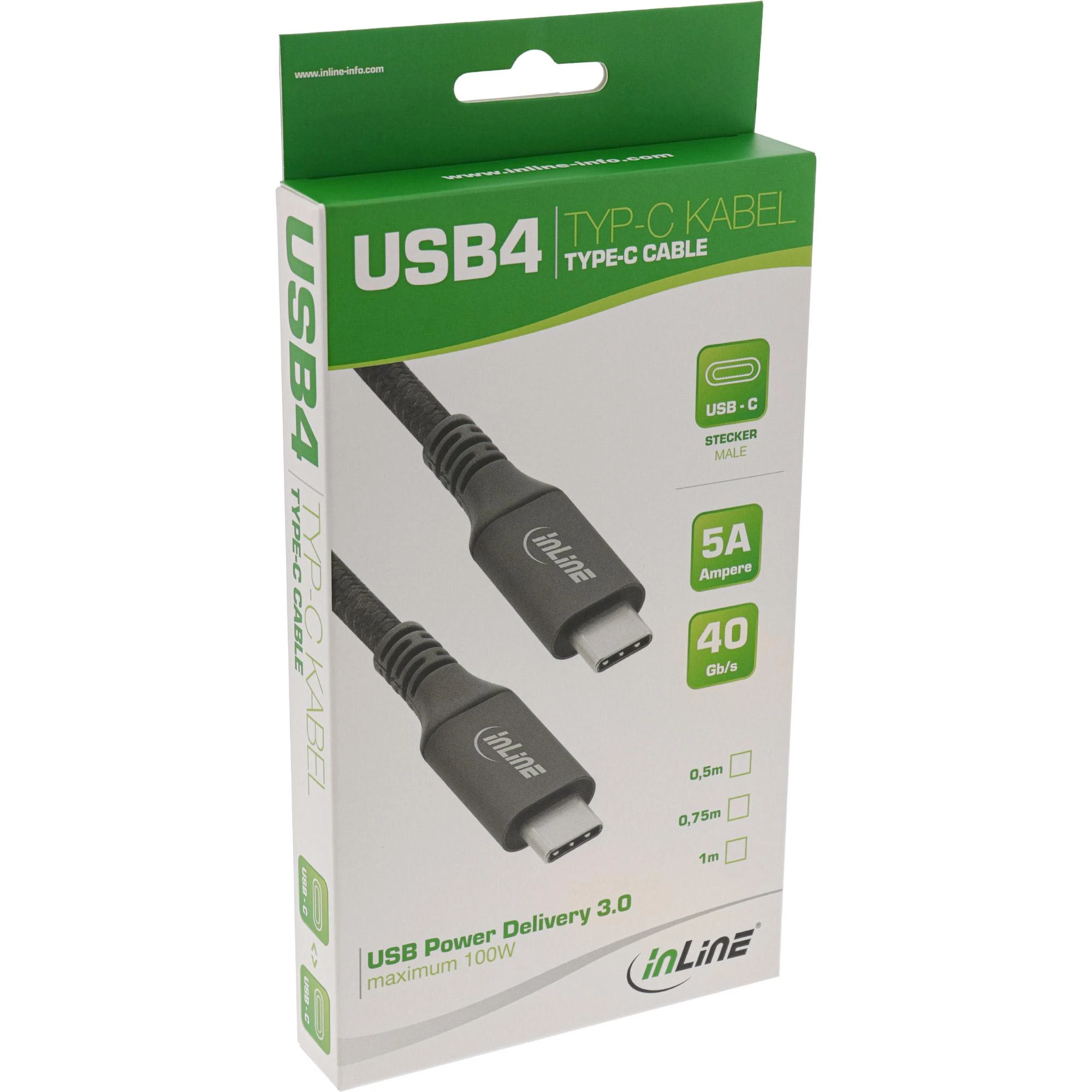 Kabelis USB InLine USB-C - USB-C 0.5 m Juodas (35906A)