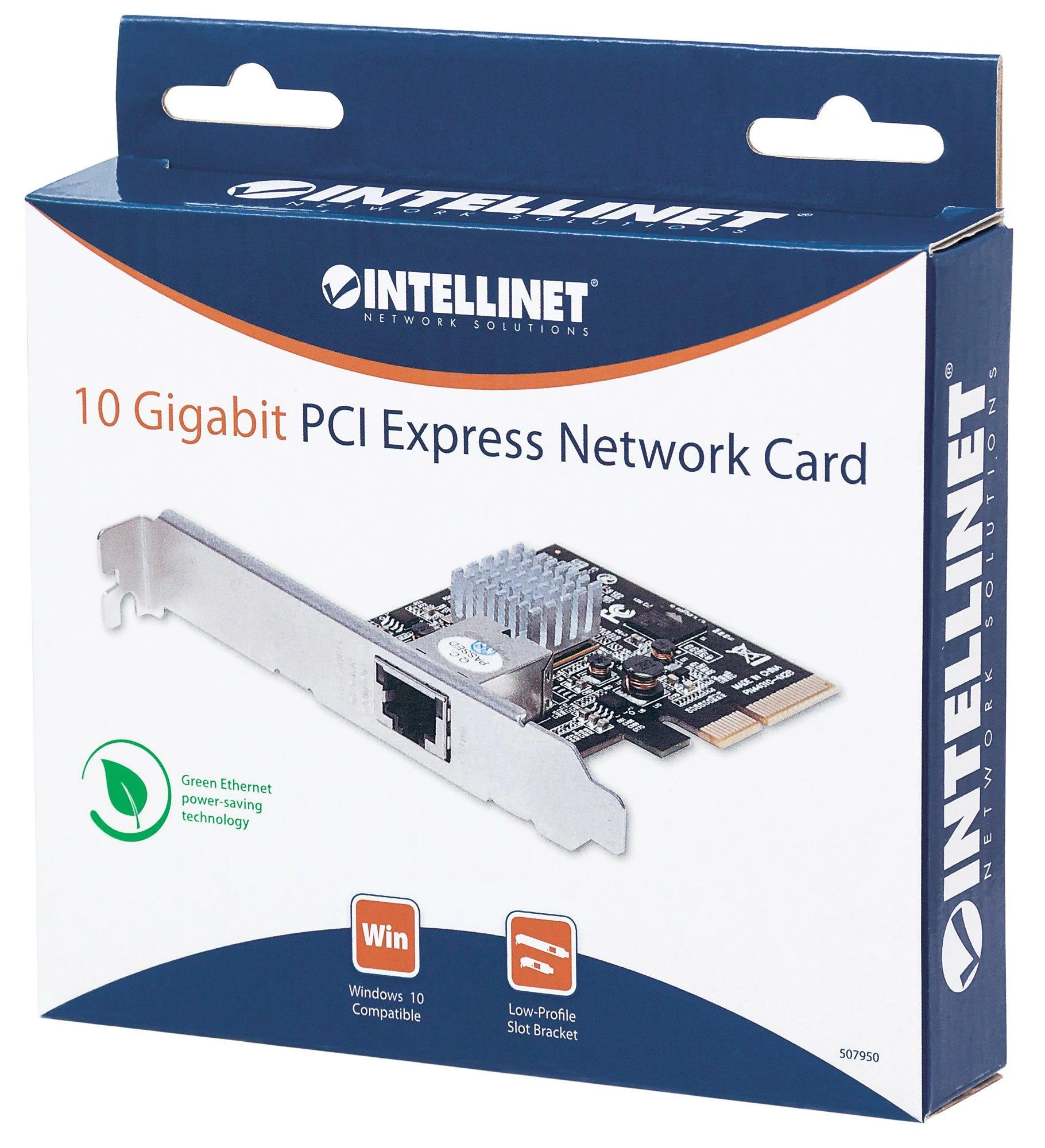 „Intracom INTELLINET PCI Express“ tinklo plokštė 10 gigabitų 10 GBASE-T 5 GBASE-T 2,5 GBASE-T 1 prievado PCI Express 2.0