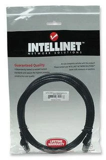 Intracom INTELLINET tinklo kabelis Cat6 U/UTP 1.5m Juodas 5ft. RJ-45 Vyriški / RJ-45 Vyriški Paauksuoti kontaktai Polimaišas