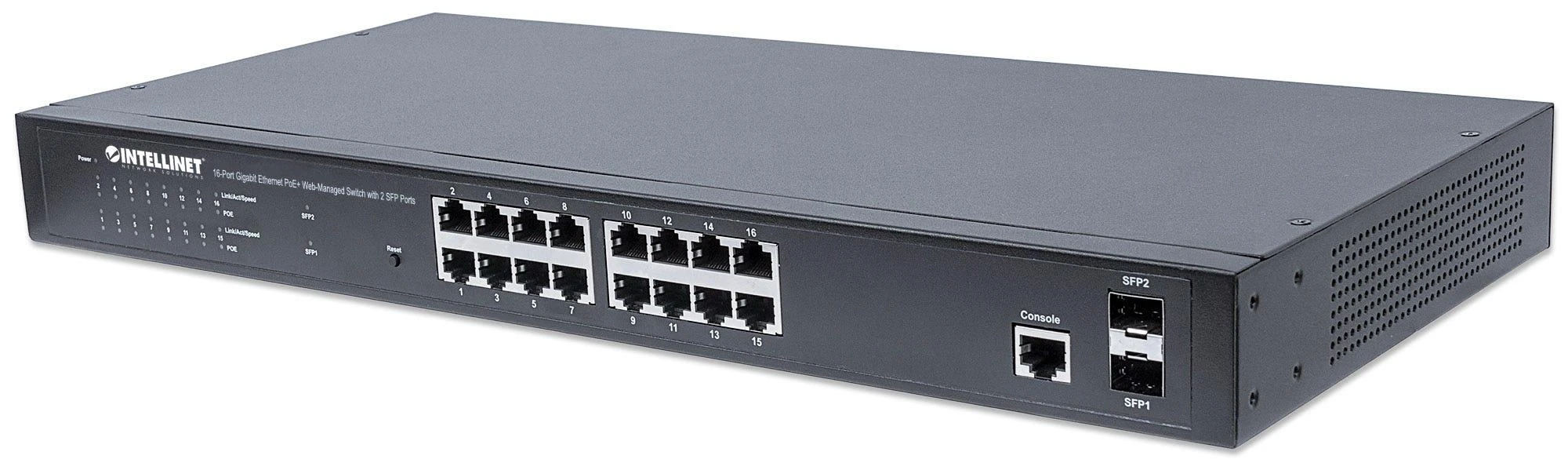 Šakotuvas Intellinet 561341 Switch 16p Gigabit POE+ 2x SFP
