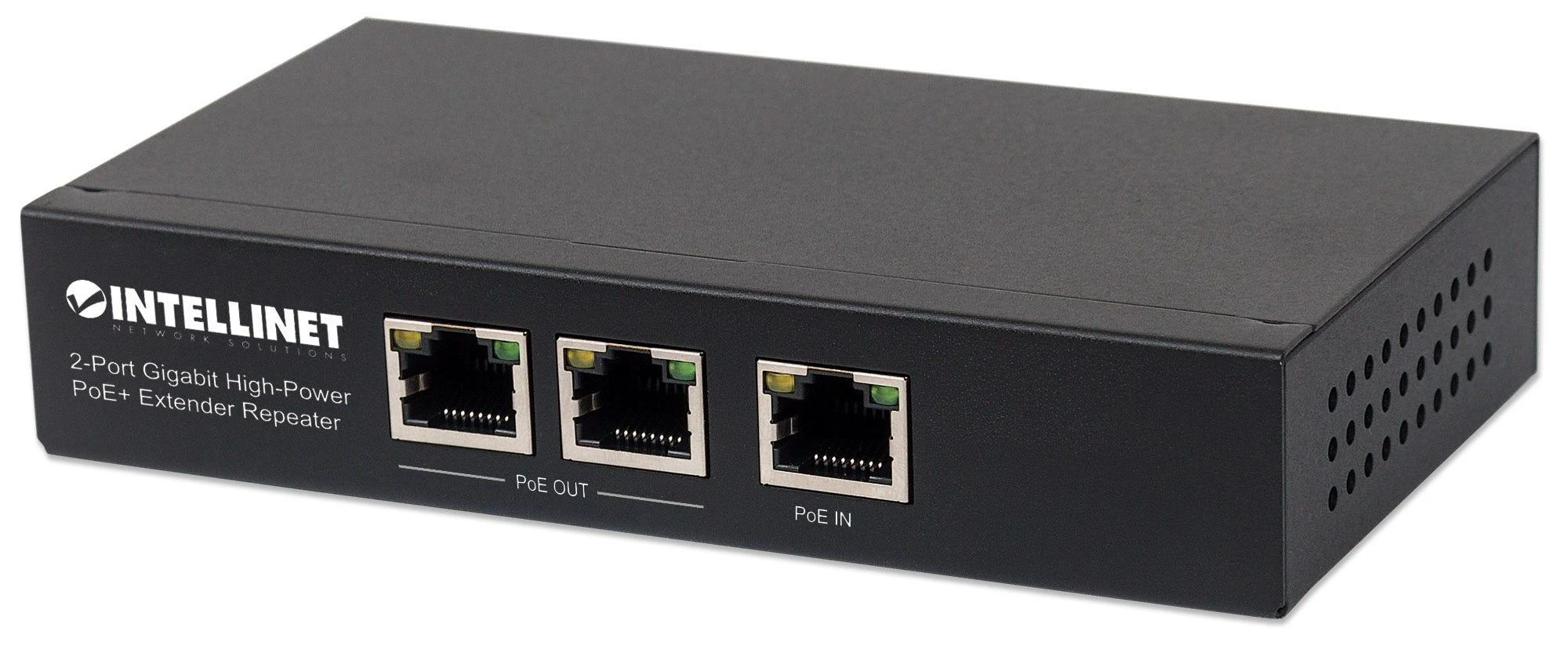 Šakotuvas Intracom INTELLINET 2 prievadų Gigabit PoE+ plėstuvas IEEE 802.3at/af Suderinamas 100 m papildomo diapazono metalas