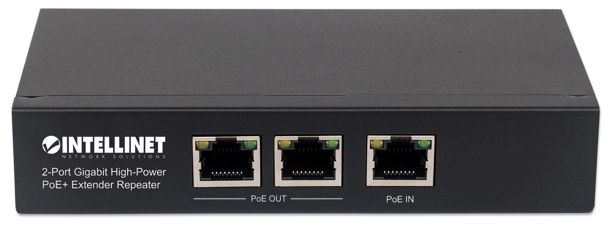 Šakotuvas Intracom INTELLINET 2 prievadų Gigabit PoE+ plėstuvas IEEE 802.3at/af Suderinamas 100 m papildomo diapazono metalas