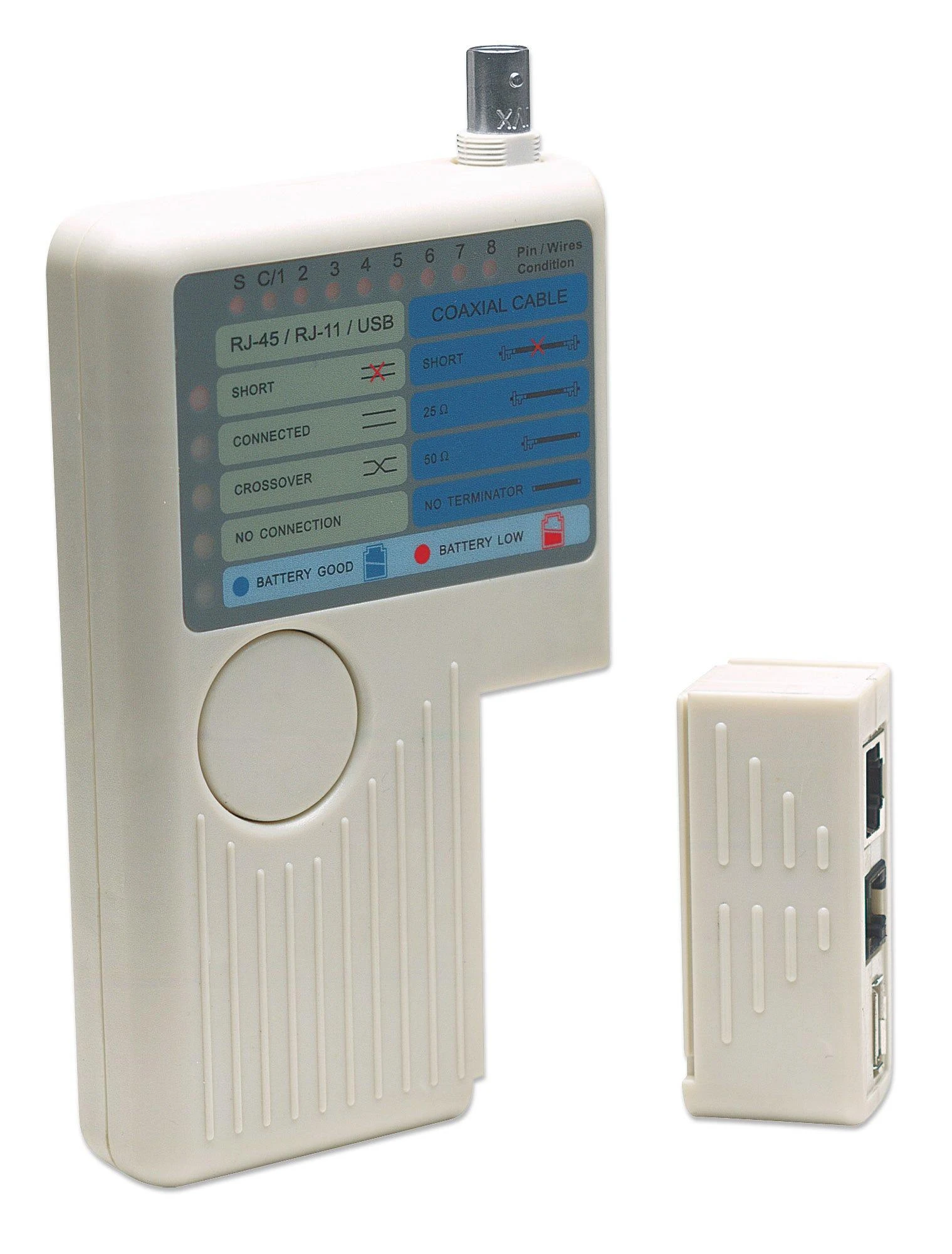 Intellinet 351911 kabelio testeris RJ45, RJ11, USB, BNC_