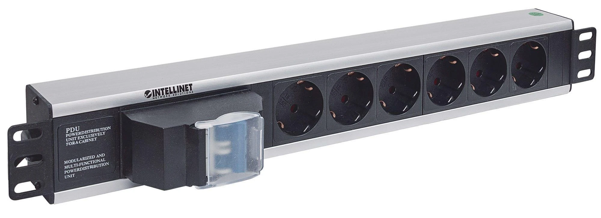 Intellinet 711432 Maitinimo juosta 19" 1,5U, 6x Schuko, su jungiklis, kabelis 1,6m