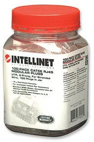 Intracom INTELLINET 100-Pack Cat5e RJ45 Kištukai UTP 2 šakų suvytam laidui 15 Mi auksiniu dengti kontaktai Tinka apvaliam kabeliui