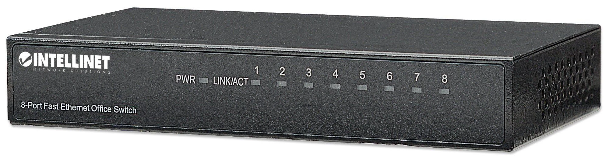 Šakotuvas „Intellinet 523318“ komutatorius 8x RJ45 10/100Mbps, metalinis, su jungtimi