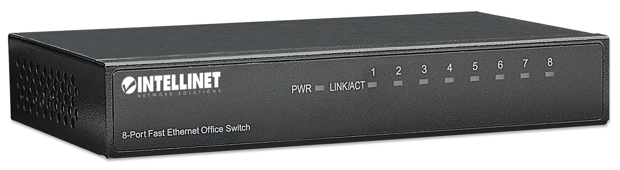 Šakotuvas „Intellinet 523318“ komutatorius 8x RJ45 10/100Mbps, metalinis, su jungtimi