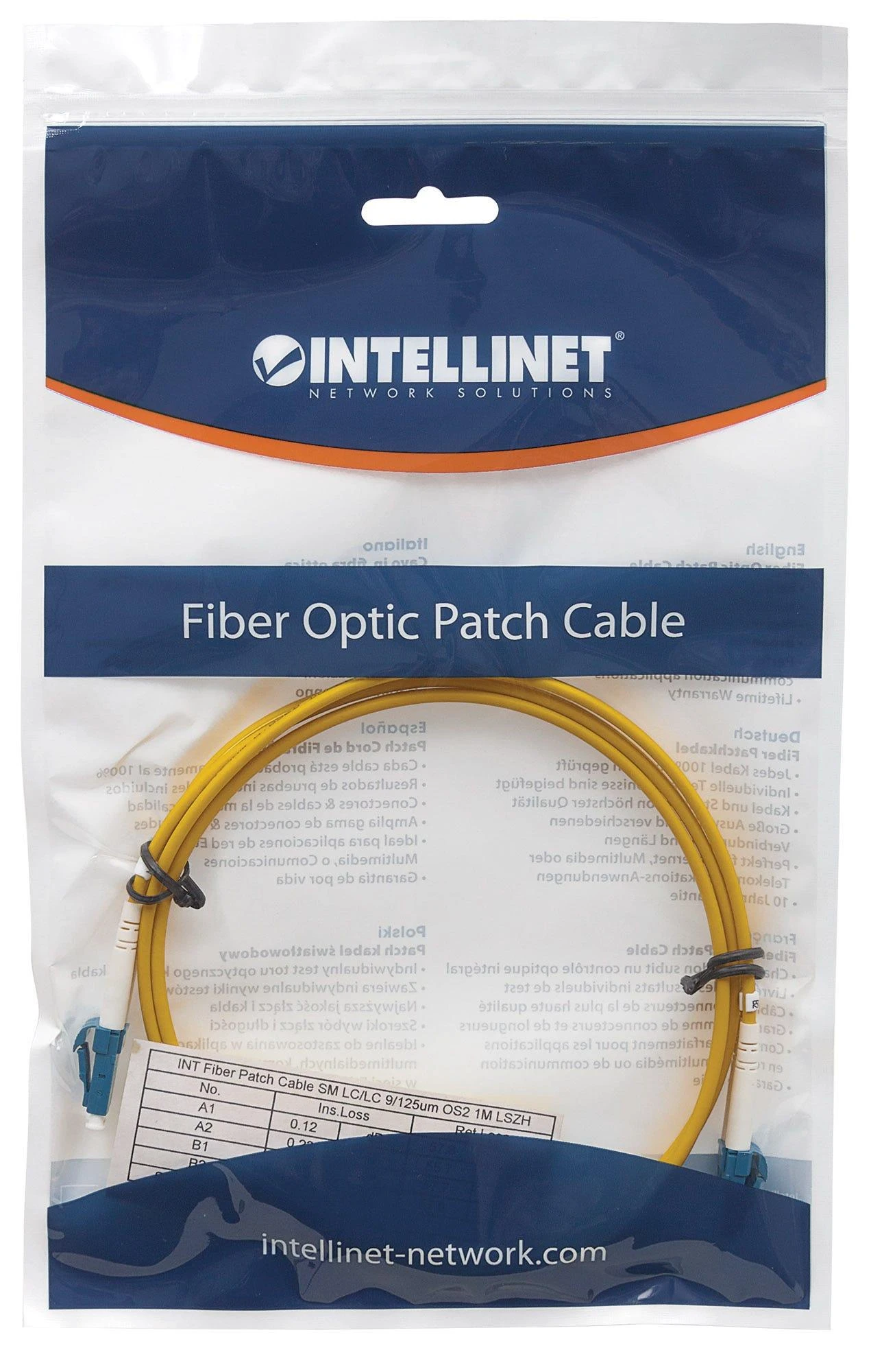 Intellinet Patchcord światłowodowy LC/LC Singlemode OS2 9/125 Duplex 5 m Geltonas (516792)