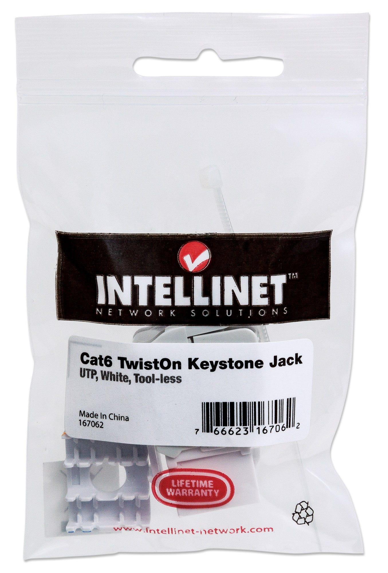 Intellinet 167062 Keystone Cat6 UTP Twist-On savaime užsifiksuojantis modulis, balta