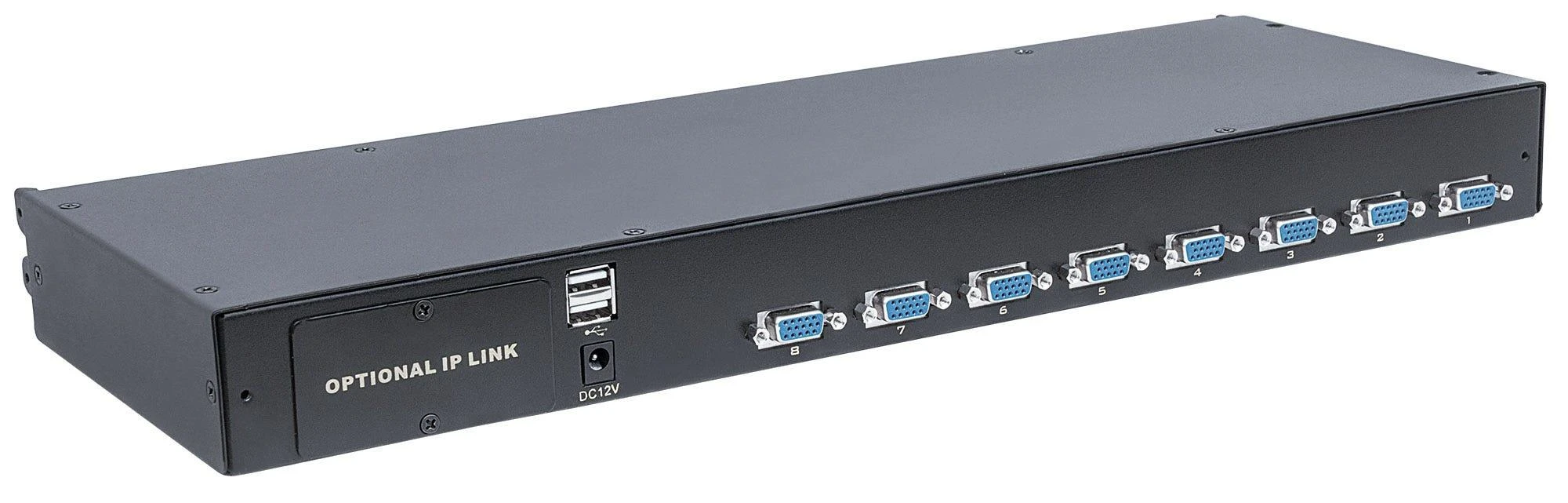 Intracom INTELLINET 507776 Intellinet 8 prievadų KVM VGA/USB/PS2 jungiklis, skirtas KVM LCD konsolei