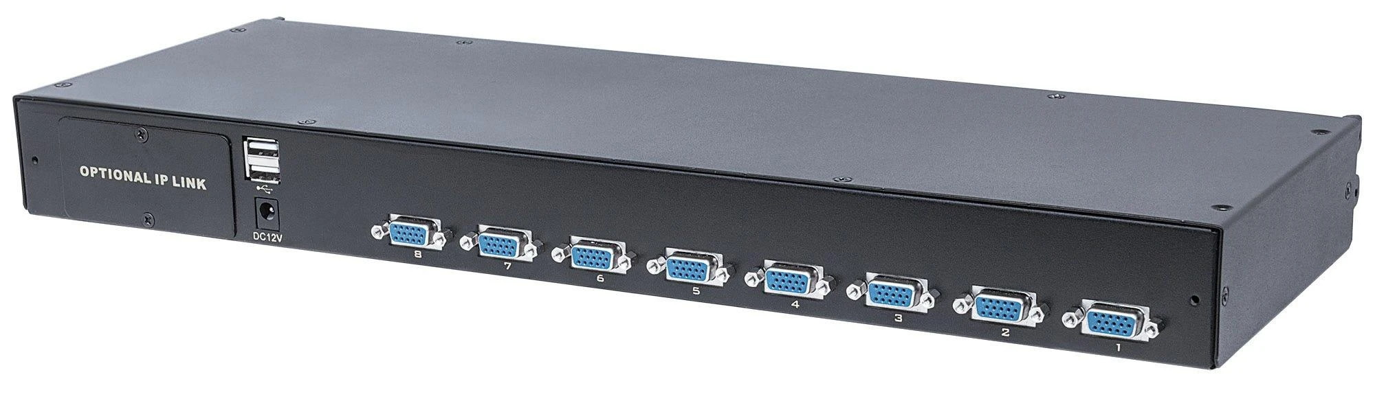 Intracom INTELLINET 507776 Intellinet 8 prievadų KVM VGA/USB/PS2 jungiklis, skirtas KVM LCD konsolei