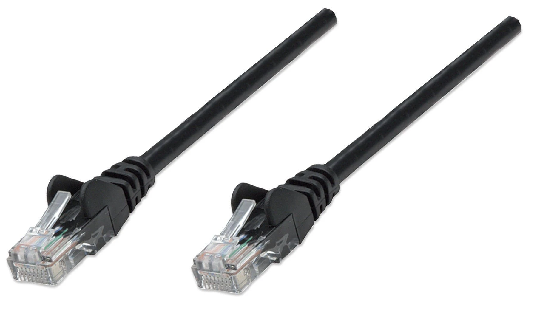 Intracom INTELLINET tinklo kabelis Cat5e U/UTP 5,0m Juodas RJ-45 Vyriškas / RJ-45 Vyriškas Paauksuoti kontaktai Polibag